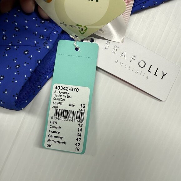 Seafolly Bikini Bottom El Dorado Micro Floral Hipster Tie Side Swim Bottoms - Picture 10 of 10